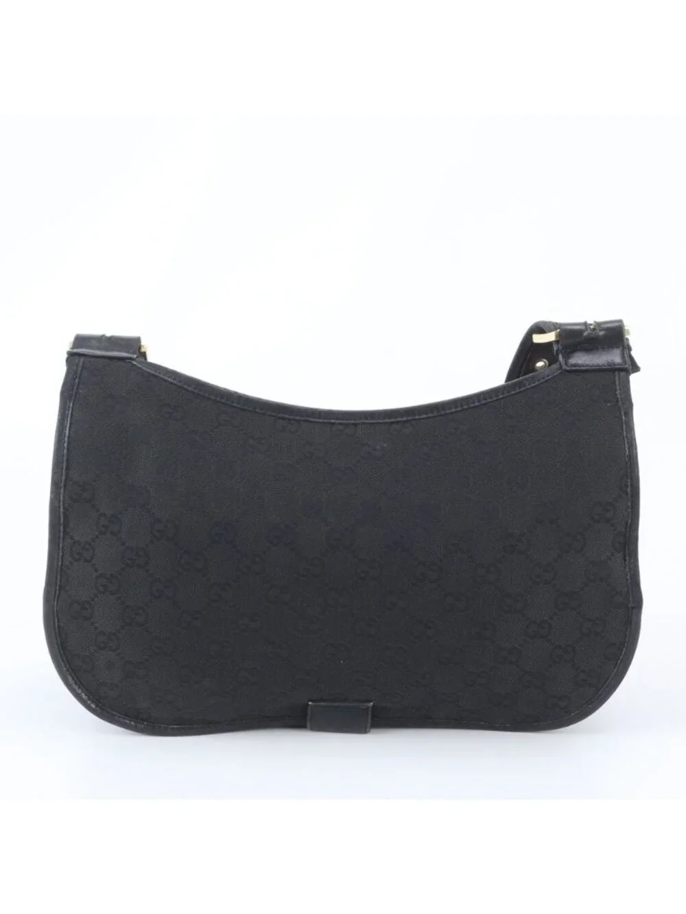 Gucci GG Canvas Flap Leather Shoulder Bag Hand Black